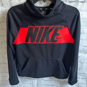 Nike Black Hoodie with Red Logo Panel